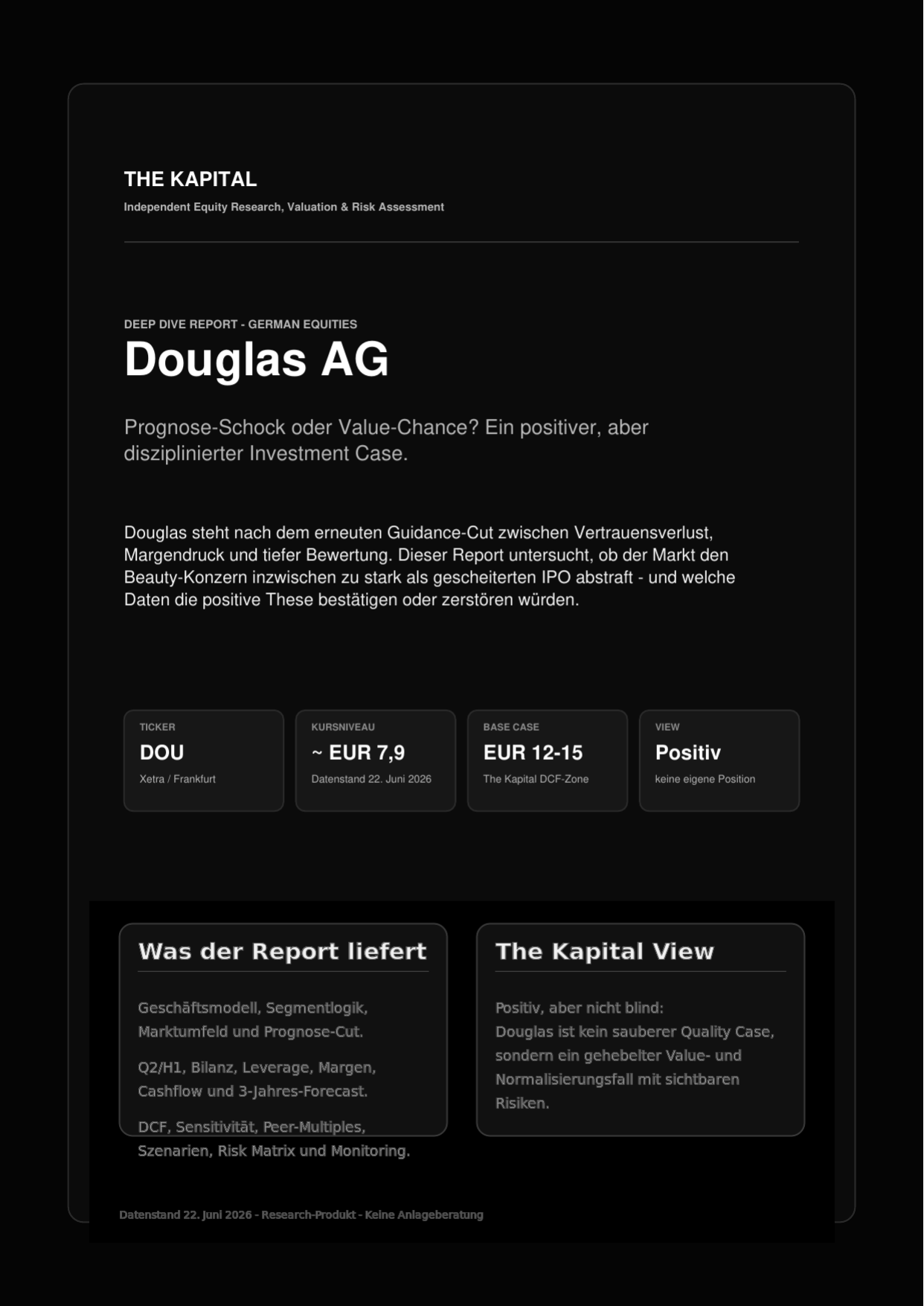 Douglas AG Deep-Dive Report von The Kapital zur fundamentalen Bewertung der Douglas Aktie