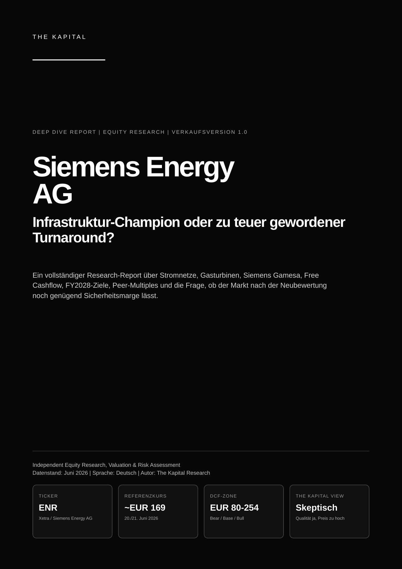 Cover des The Kapital Deep Dive Reports zu Siemens Energy AG.
