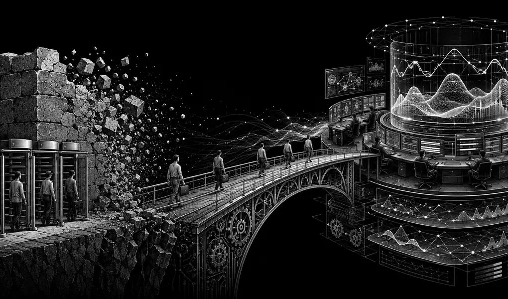 Black-and-white editorial illustration of the 2026 US shift from PDT counting to intraday margin monitoring
