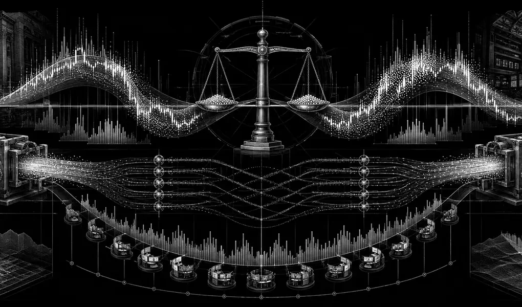 Black-and-white editorial illustration of volume-weighted price and institutional execution
