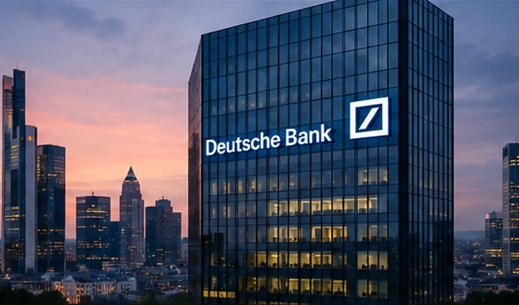 Frankfurter Bankenskyline bei Abendlicht – Deutsche-Bank-Aktie 2026
