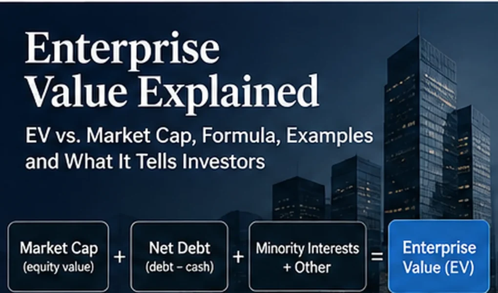 Enterprise Value Explained: EV vs. Market Cap, Formula, Examples and What It Tells Investors