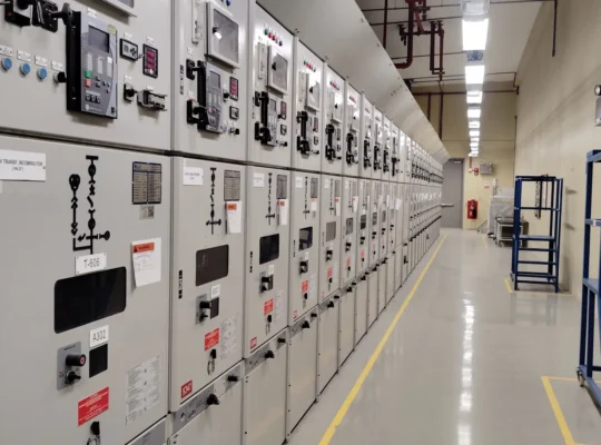 Industrielle elektrische Schaltschränke in einer technischen Steuerungsanlage als Beitragsbild zur ABB-Quartalsanalyse.