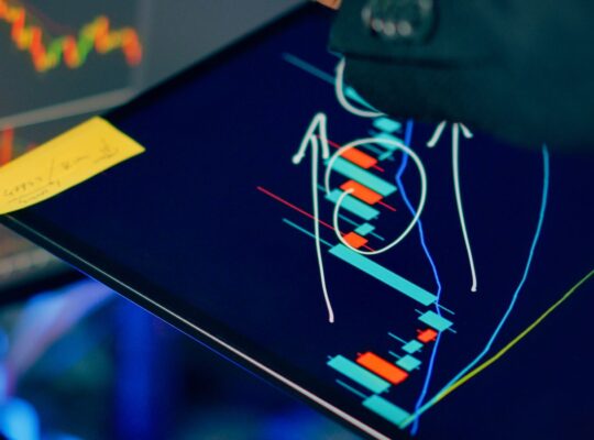 Analyst prüft Finanzcharts auf mehreren Bildschirmen als Symbol für Korrelation und Diversifikation.